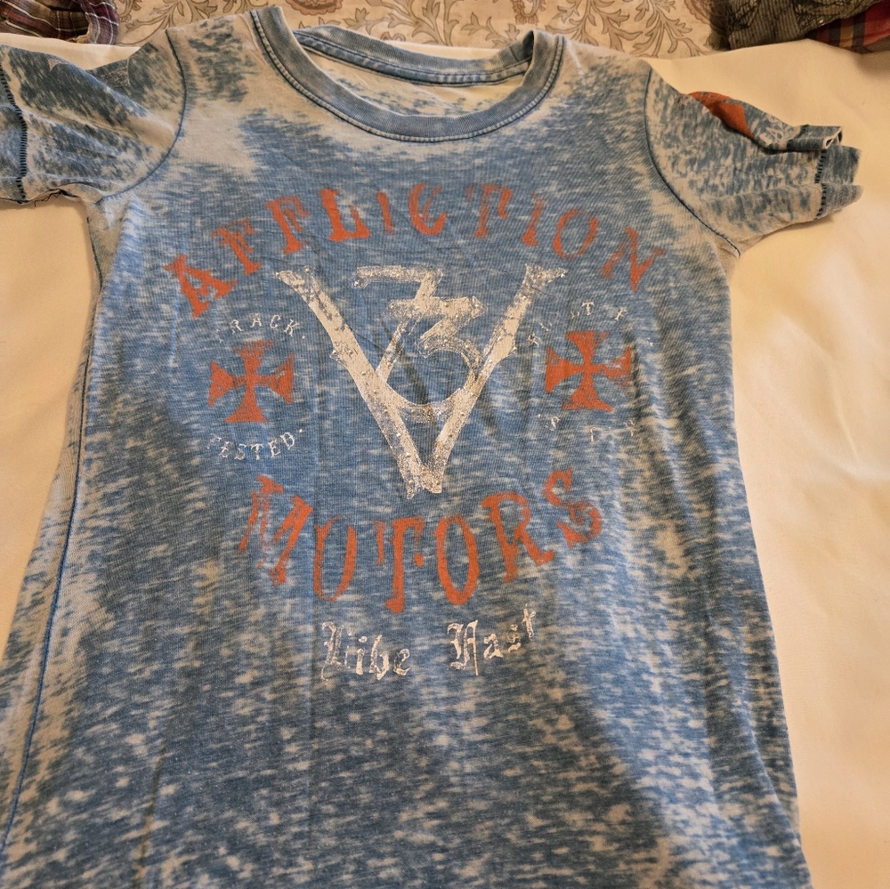 Affliction Womens Blue Graphic T-Shirt